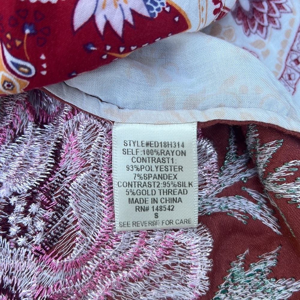 Aratta NWOT Silent Journey Burned Tulip velvet and silk embroidered tunic size S - Picture 11 of 14